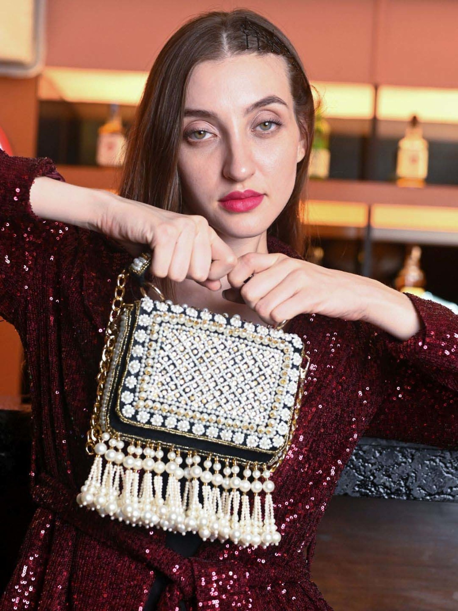 Odette Multicolor Embellished Sling Handbag