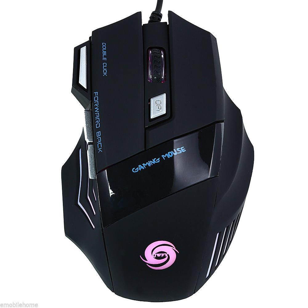 JWFY USB Wired LED Gaming Mouse 5500DPI Resolution with Seven Buttons 1.5m Cable