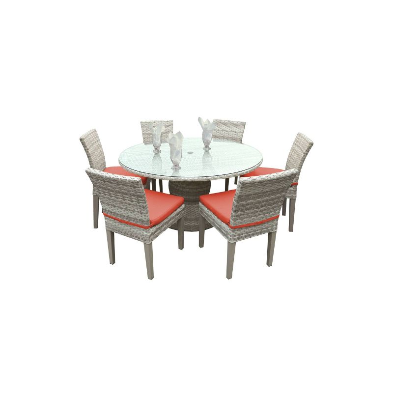 Fairmont 7pc Patio Dining Set - Tangerine - TK Classics