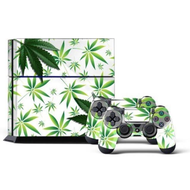 Sony PS4 PlayStation 4 Console Skin plus 2 Controller Skins -  Weeds White