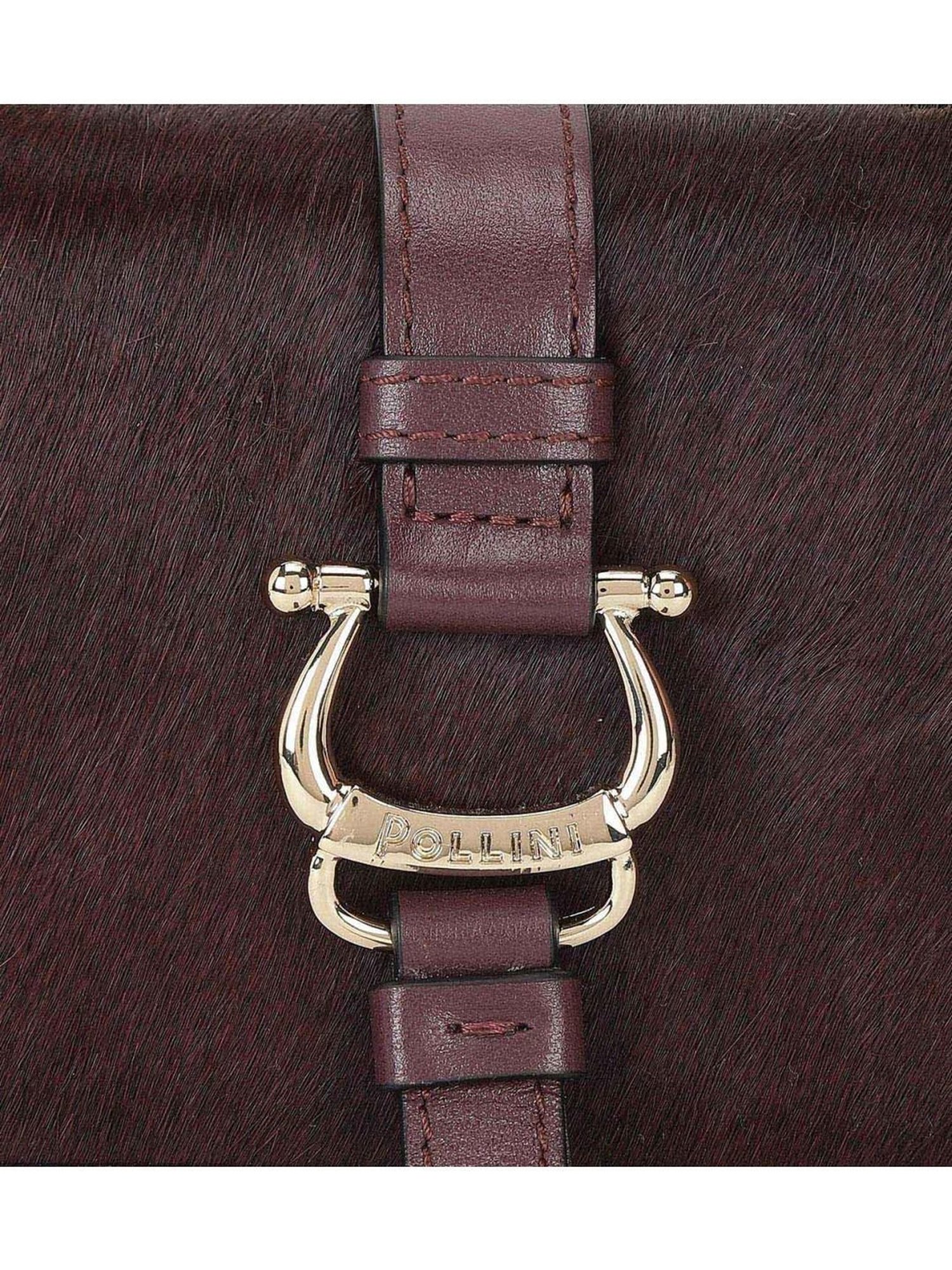 Pollini Purple & Brown Fur Medium Cross Body Bag