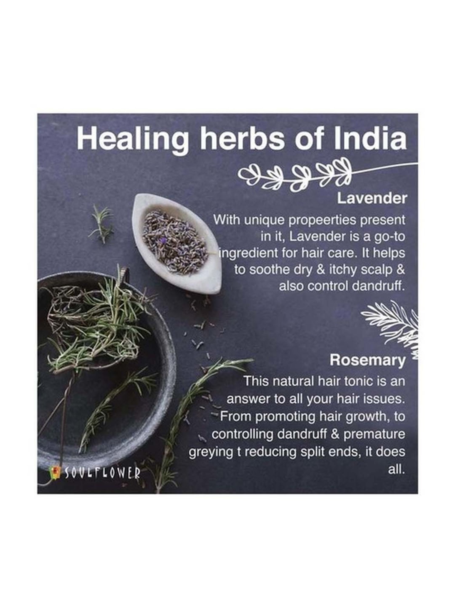 Soulflower Rosemary Lavender Hair Cleansing Bar Soap - 150 gm