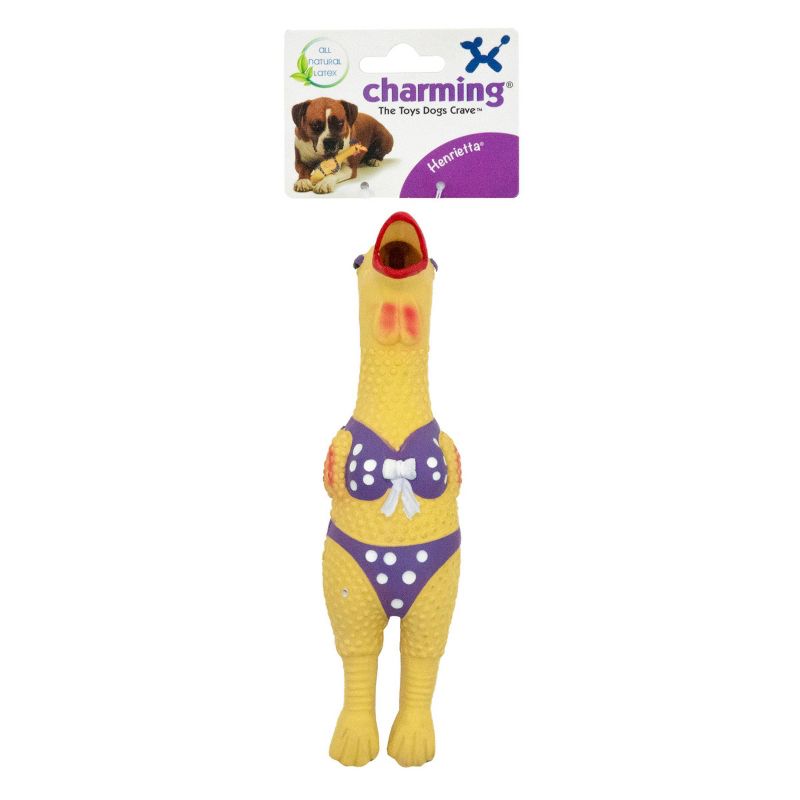 Charming Pet Henrietta Rubber Chicken Dog Toy - L