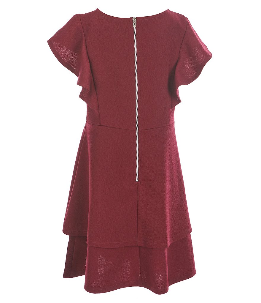 Poppies and Roses Big Girls 7-16 Flutter-Sleeve Double Hem Fit-And-Flare Dress