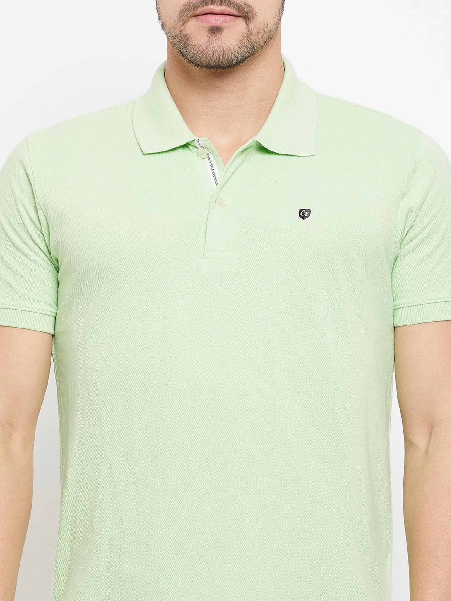 Cantabil Light Green Regular Fit Polo T-Shirt