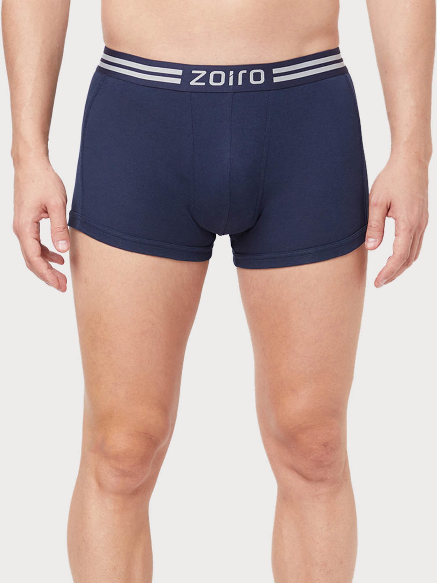 Zoiro Dark Blue & Dark Denim Cotton Regular Fit Trunks - Pack Of 2