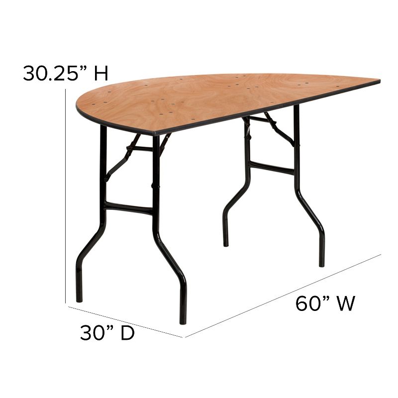 Emma and Oliver 5-Foot Half-Round Wood Folding Banquet Table - Event & Catering Table