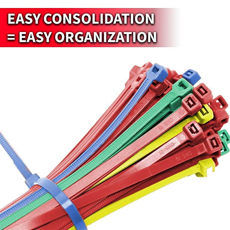 AC11SD100 118Inch Assorted Color Standard Duty Color Cable Tie Assorted Nylon 100Pack