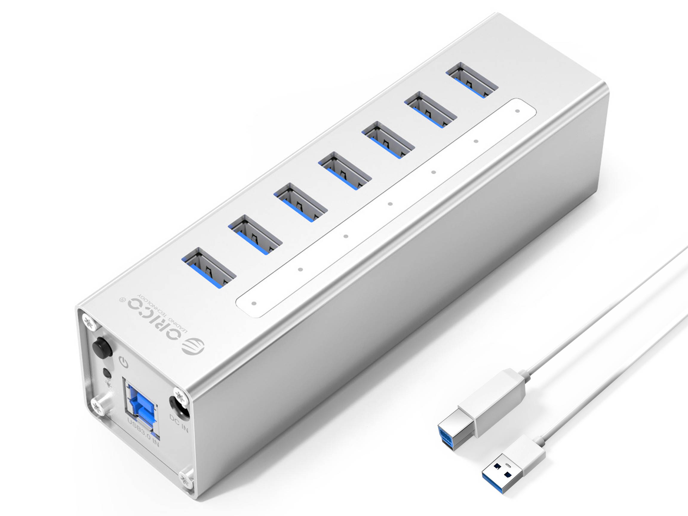 ORICO Aluminum 7 Ports USB 3.0 HUB with 3.3Ft. USB 3.0 Date Cable and 12V/2.5A Power Supply for Macbook,PC,Laptops (HUB is not a Charger,Data transfer Only)- Black (A3H7-V1-US)