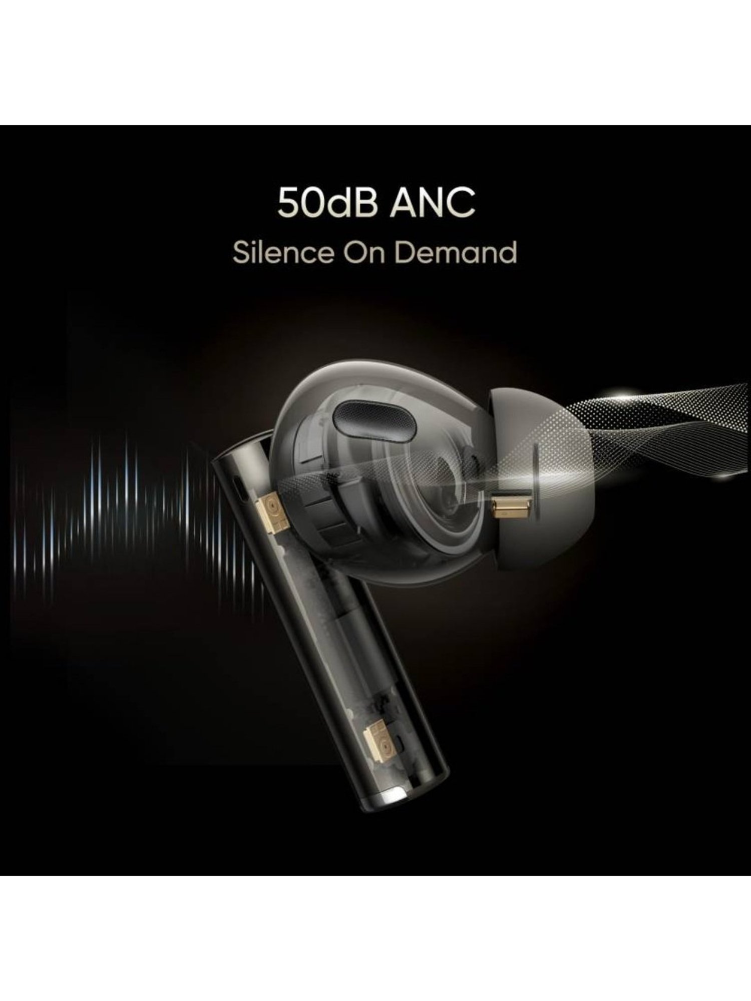 Boat Airdopes Sonik BT Earbuds with 60Hrs Playback & ENx Technology (Thunder Black, True Wireless)