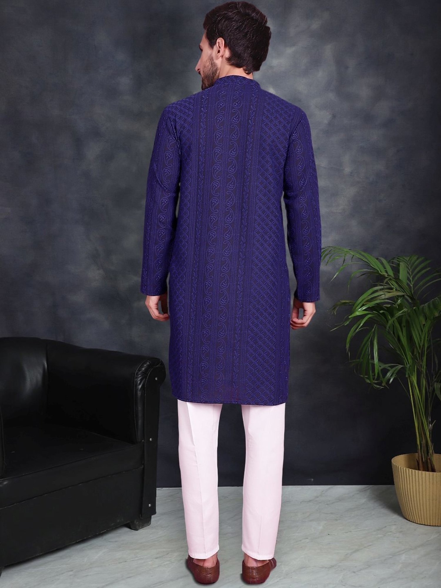 Sanwara Sea Green & White Cotton Regular Fit Chikankari Kurta Bottom Set