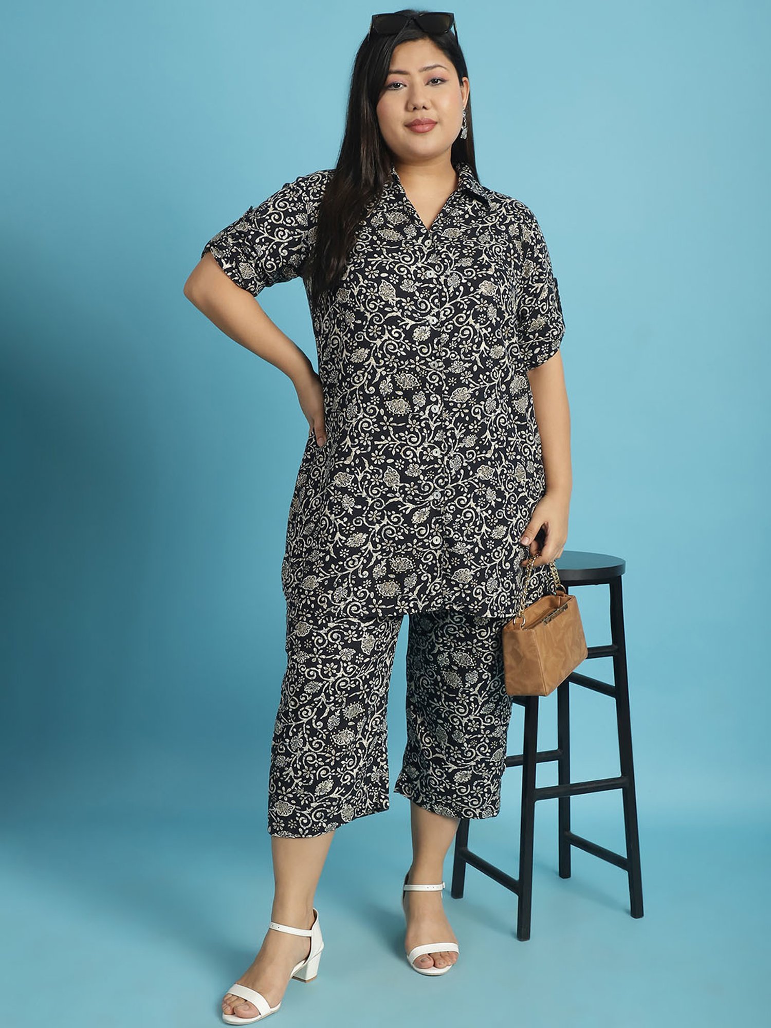 theRebelinme Black Floral Print Shirt