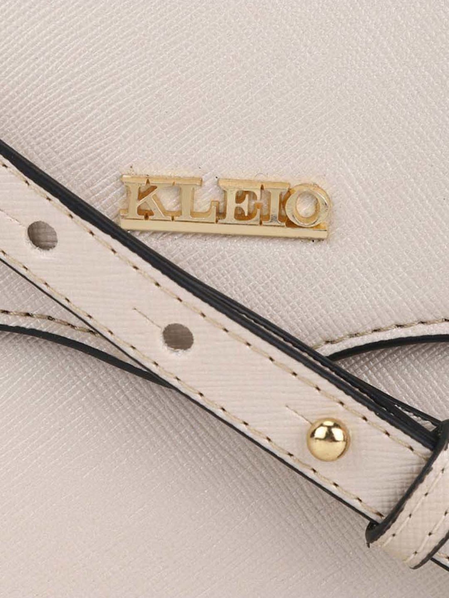 KLEIO Beige Solid Small Satchel Handbag
