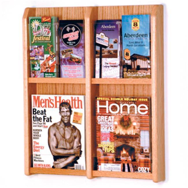 Wooden Mallet Home Office Divulge 4 Magazine 8 Brochure Wall Display Rack with Brochure Inserts Light Oak