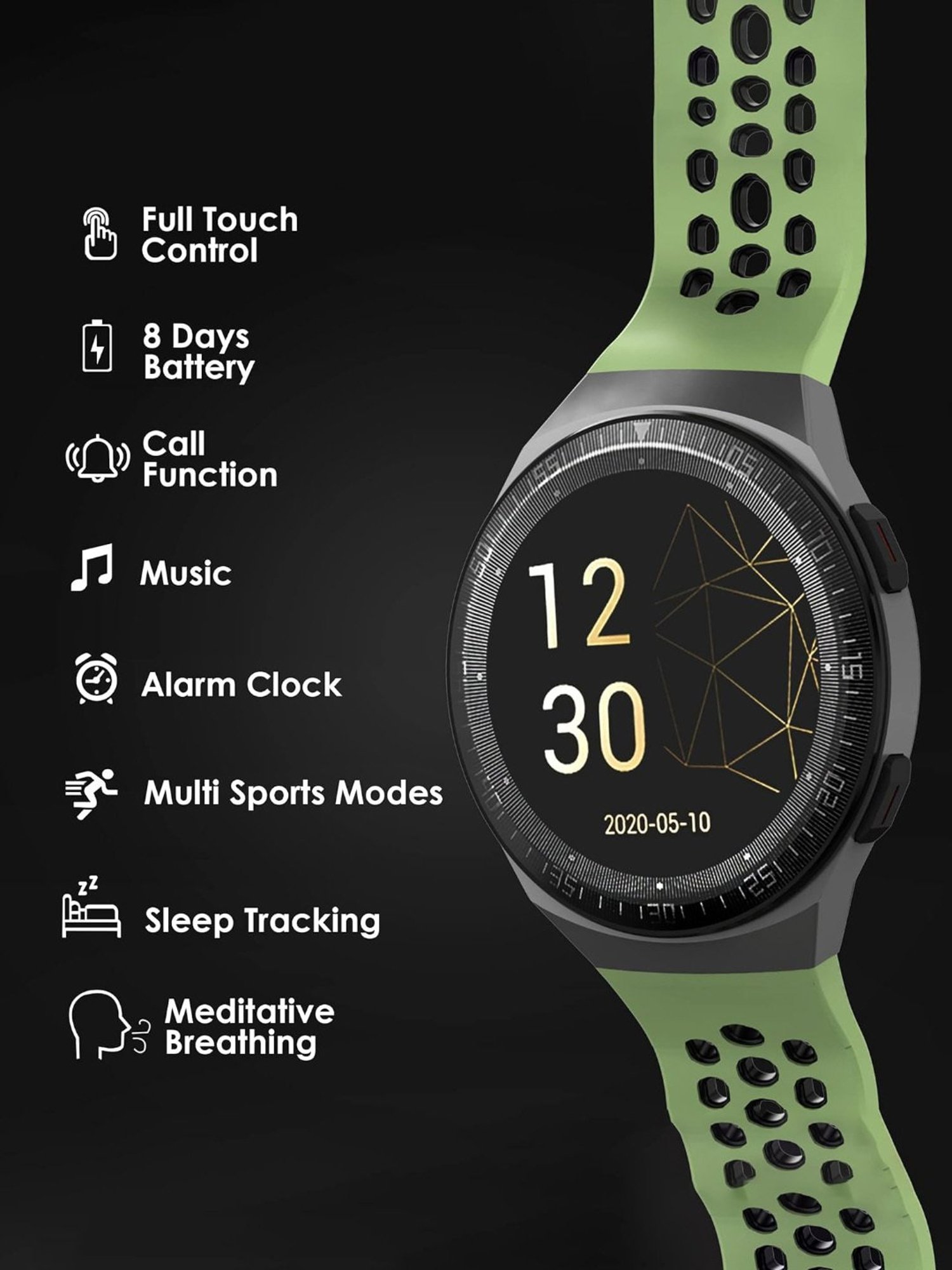 Probus MT3 Full Touch Screen Smartwatch (Green)
