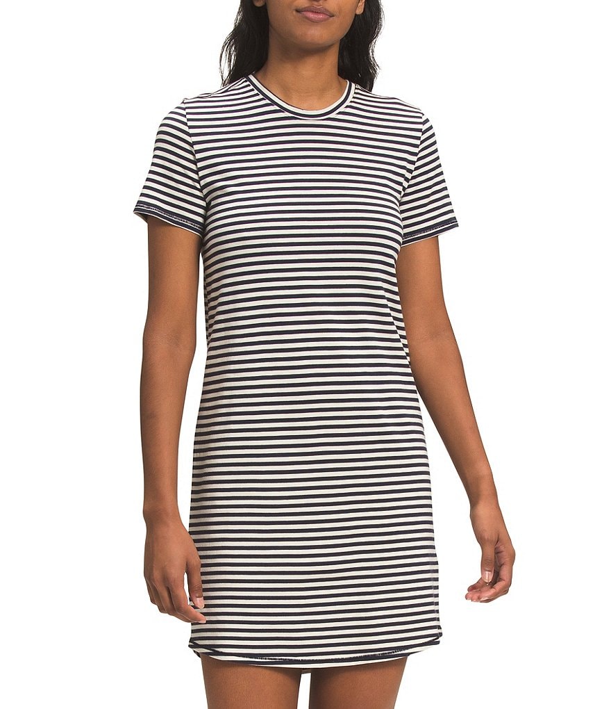 Aventura Salem Organic Cotton Crew Keyhole Neck Short Cuffed Sleeves Dress