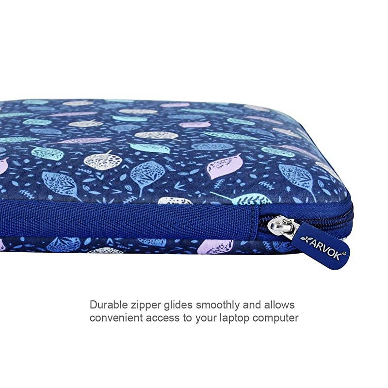 15-15.6 Inch Laptop Sleeve Multi-Color & Size Choices Case/Water-Resistant Neoprene Notebook Computer Pocket Tablet Briefcase Carrying Bag/Pouch Skin Cover for Acer/Asus/Dell, Blue with Leaves