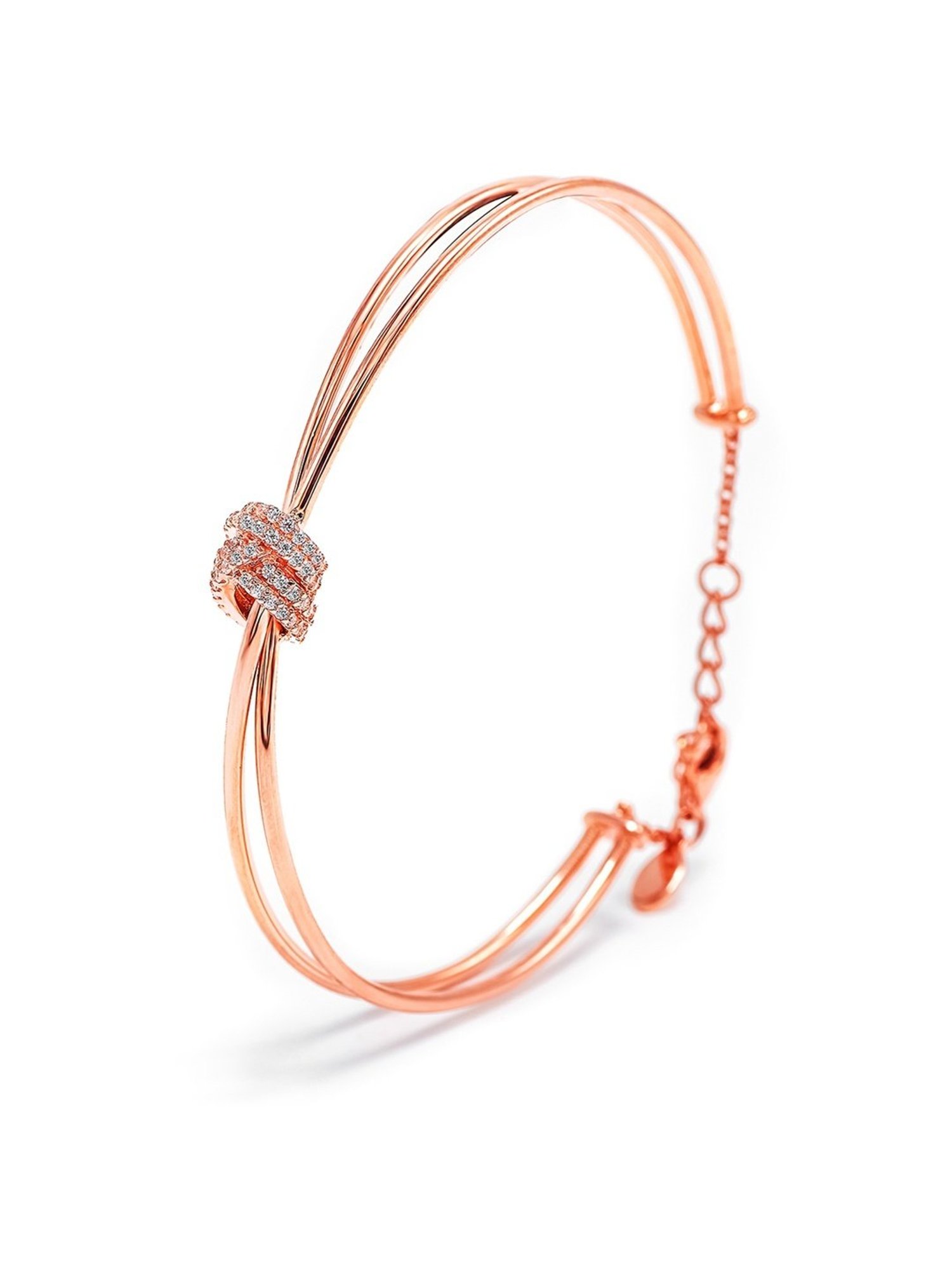 Silberry 92.5 Sterling Rose Gold Knot Kada