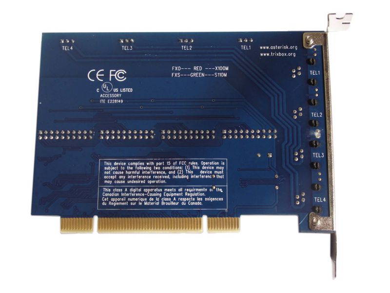 TDM400 analog asterisk Card  ( 3 FXS + 1 FXO ports)PCI interface Supports Elastix,Freepbx, TDM400P TDM410