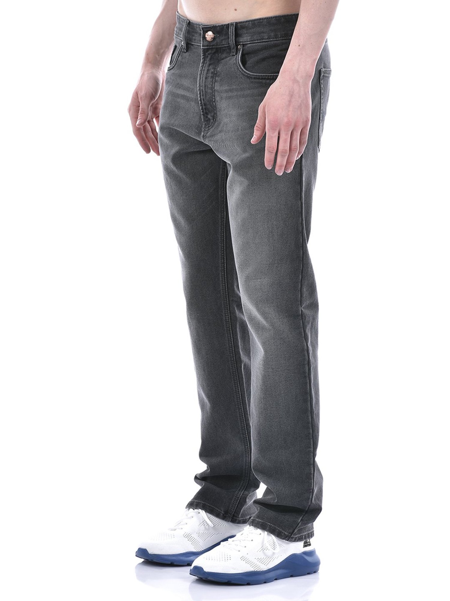 NUMERO UNO Grey Tapered Fit Lightly Washed Jeans