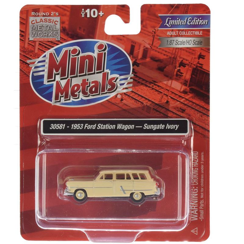 1953 Ford Station Wagon Sungate Ivory 1/87 (HO) Scale Model Car by Classic Metal Works