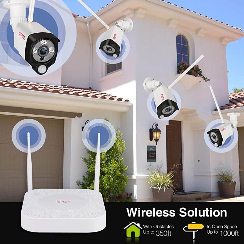 Audio Record]  1080P Home Security Camera System Wireless,4CH Full HD 1080P Network WiFi NVR with 1TB HDD and 4PCS 2MP Outdoor Bullet IP Cameras,Motion Alerts with Snapshot,True Plug and Play