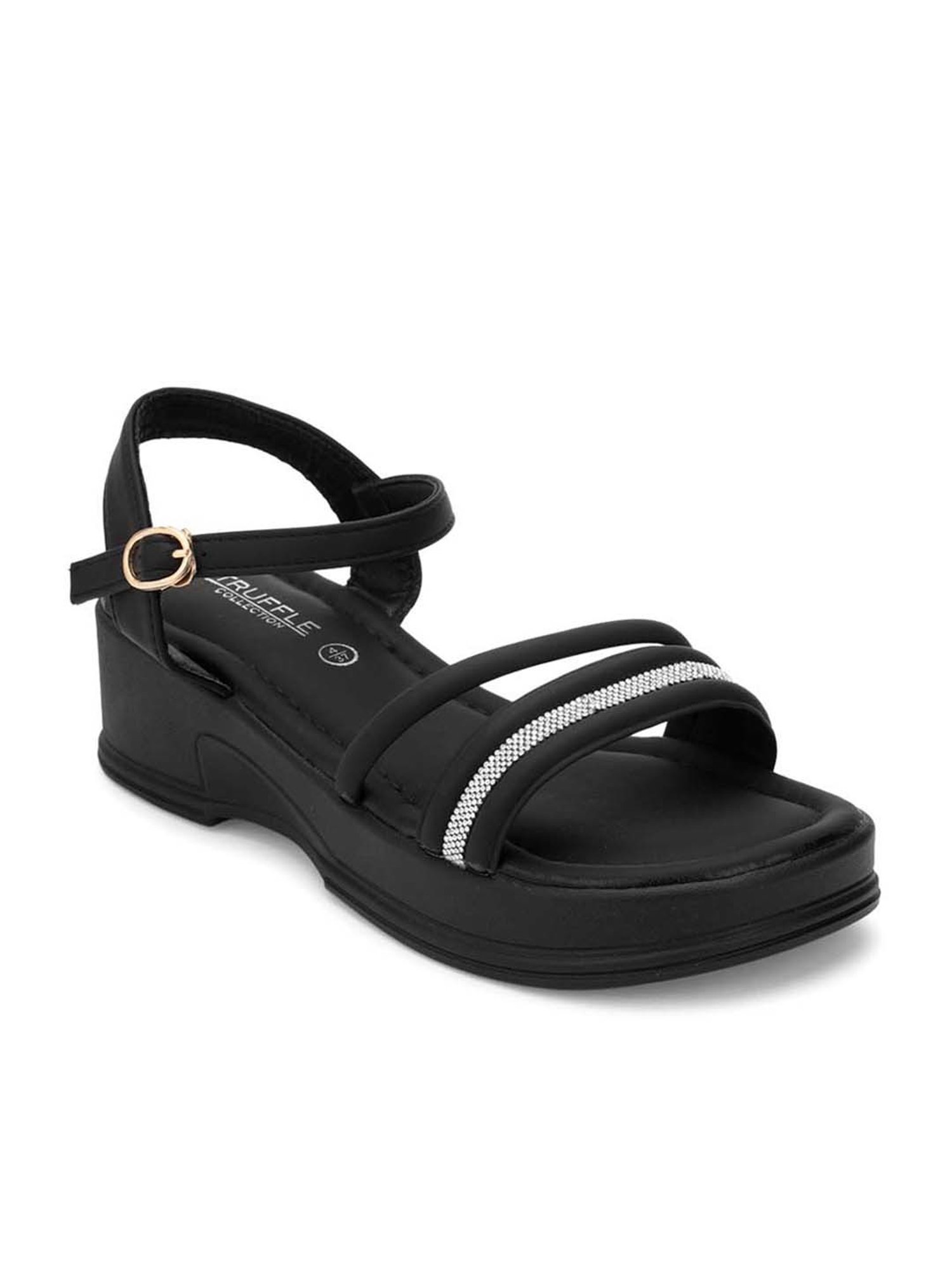 Truffle Collection Women's Black Ankle Strap Sandals