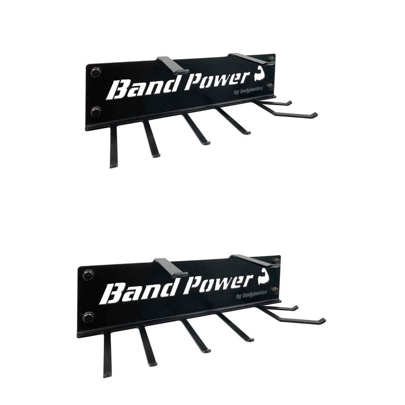 Bodylastics Heavy Duty Steel Space Efficient Single Wall Mount 8 Prong Gym Rack for Fitness, Exercise, and Strength Training Equipment, Black (2 Pack)