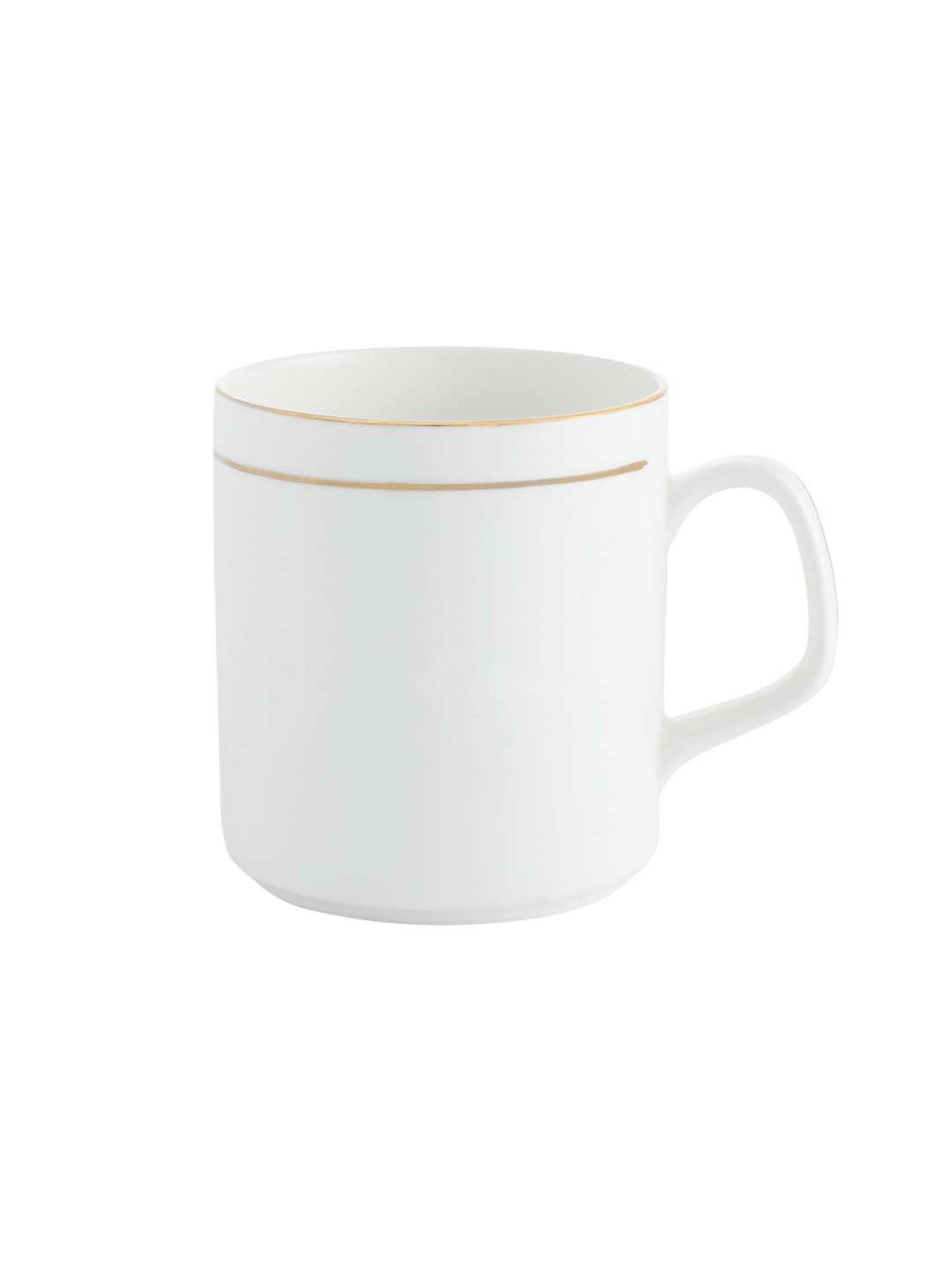 Clay Craft White & Gold Fine Ceramic Coffee & Tea Mugs (220 ml) - Set of 6