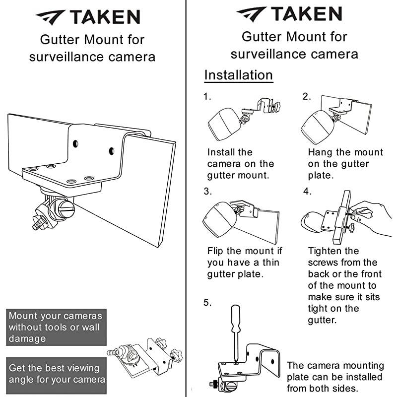 Gutter Mount for Blink XT/XT2 Outdoor Camera with Universal Screw Adapter - Best Viewing Angle for Your Surveillance Camera (2-Pack, Black)