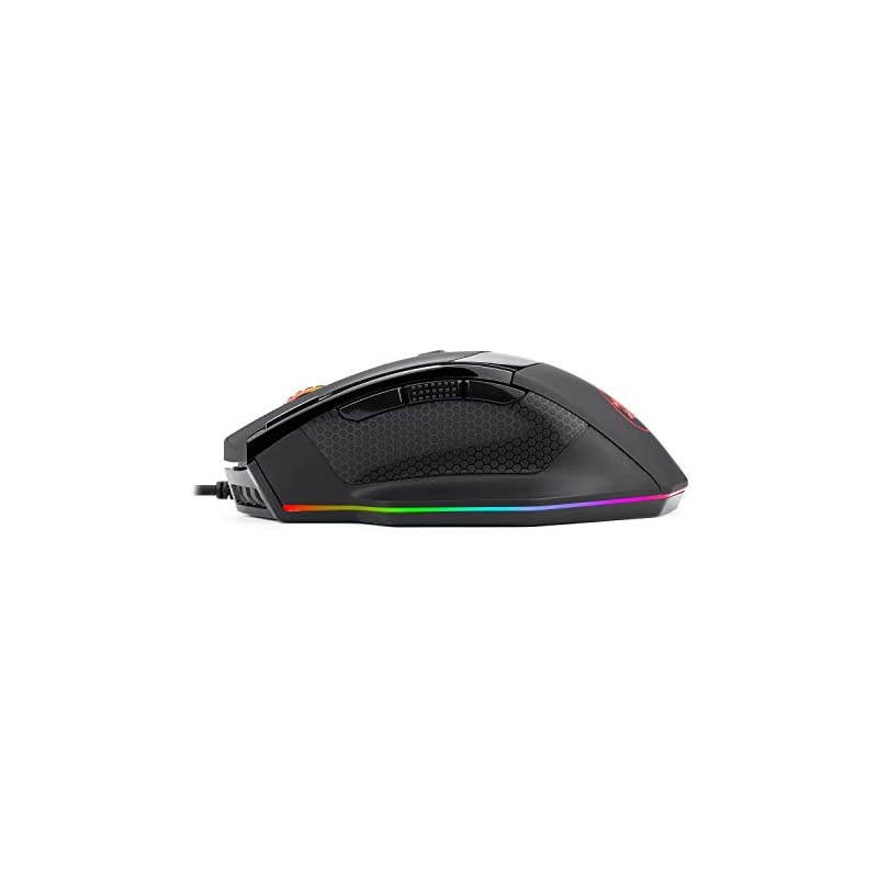 M801 Gaming Mouse RGB MMO 9 Programmable Buttons Mouse with Macro Recording Rapid Fire Button 16000 DPI for Windows PC (Wired, Black)
