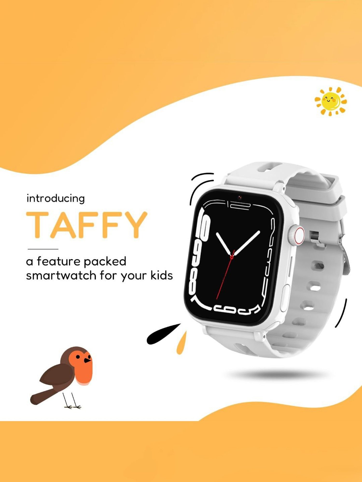 Turet Taffy 4G Smartwatches for Kids with Live Tracker GPS Watch, Waterproof, Long Battery (White)
