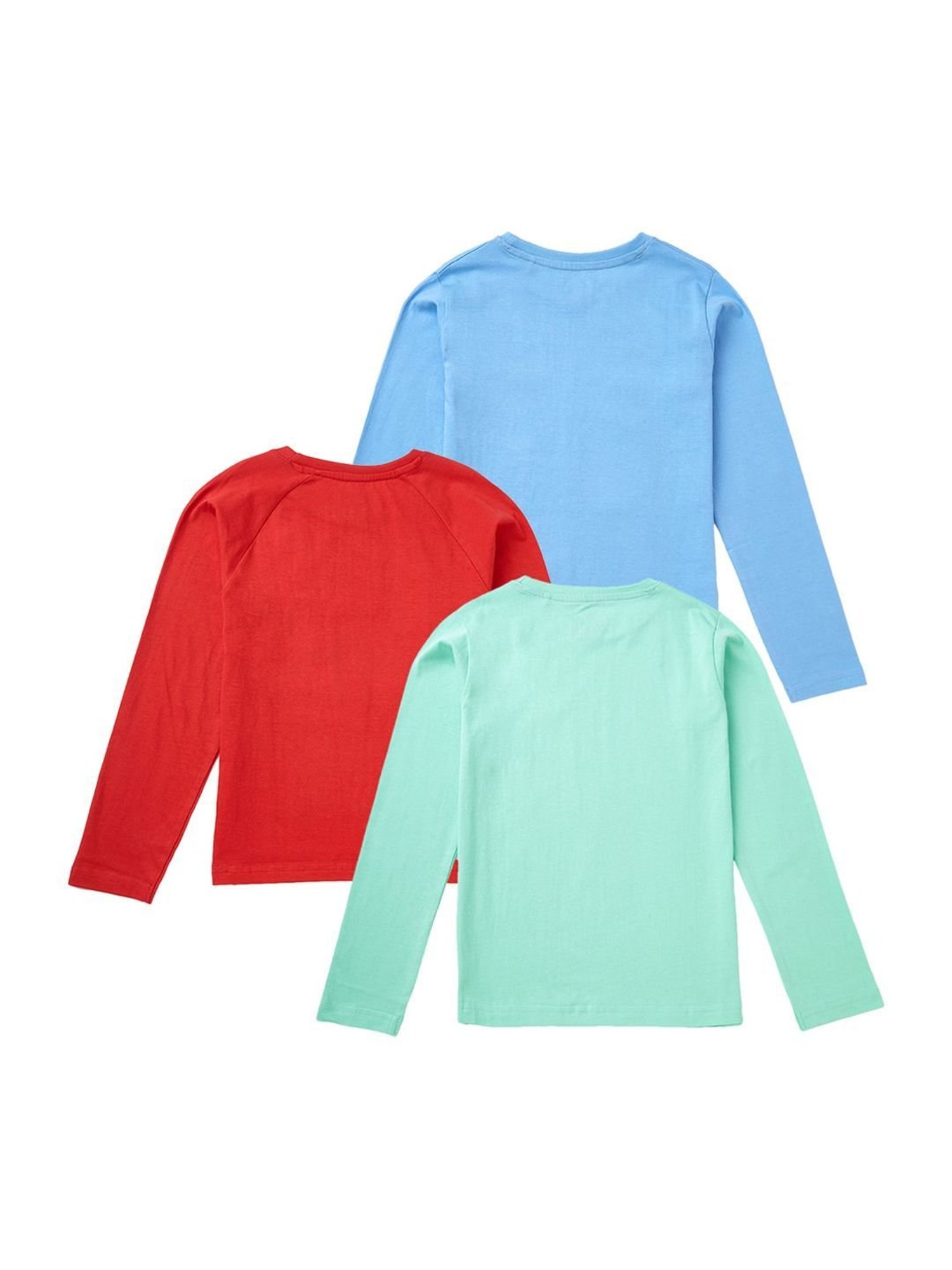 Cub McPaws Kids Multicolor Cotton Printed Full Sleeves T-Shirt (Pack of 3)