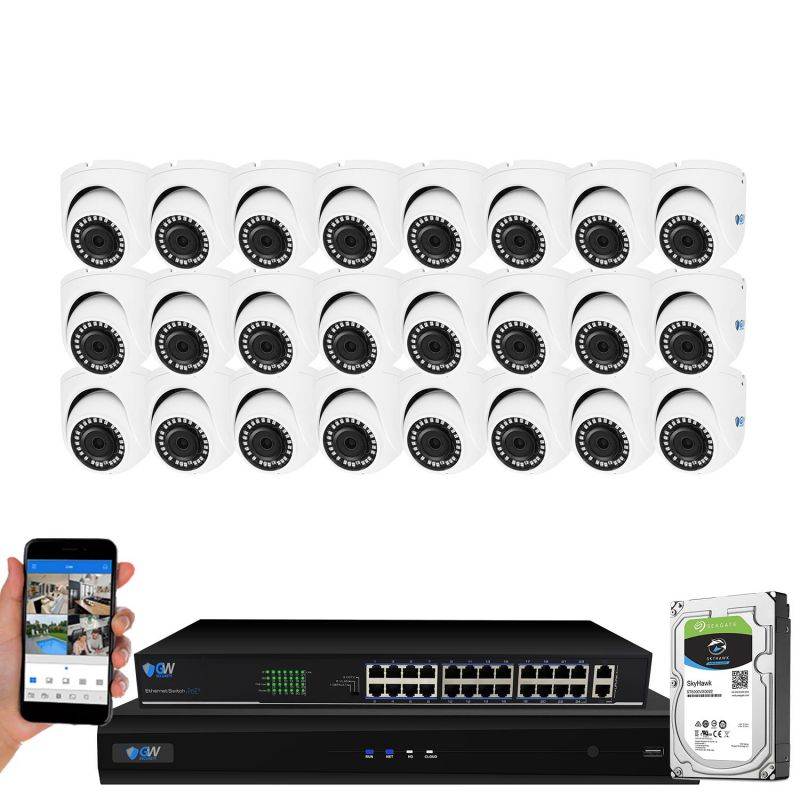 GW Security 4K 8 Channel NVR Security Camera System with 1TB HDD, 4 x 4K IP PoE 8MP Turret cameras, 100-Degrees Wide-angle, 100FT Night Vision