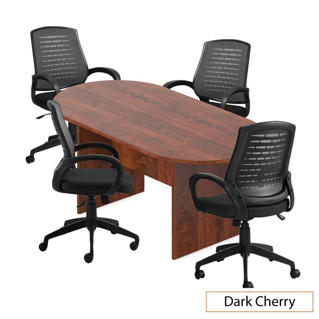 GOF 6FT Conference Table (Dark Cherry) Set with Multifunctional Ergonomic Conference Task Chair (4XG10902B)