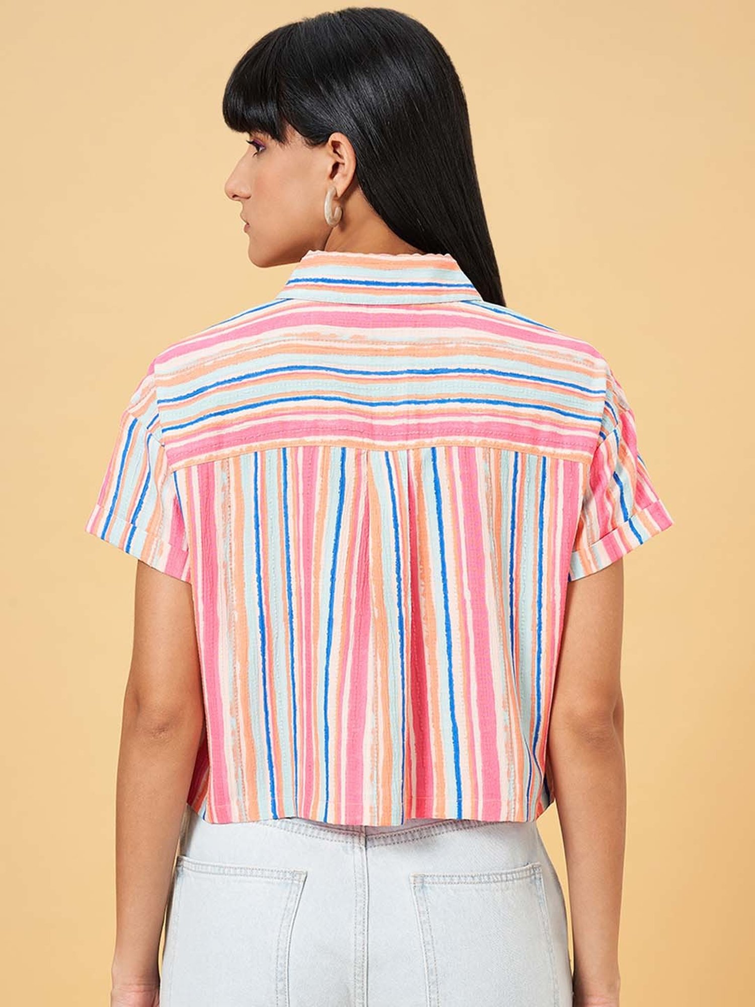 People by Pantaloons Pink Printed Shirt