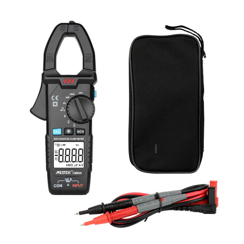 MESTEK Digital Clamp Meter 600A AC Current 600V AC/DC Voltage Capacitance Measurement Data Hold Backlight NCV Tester Multimeter