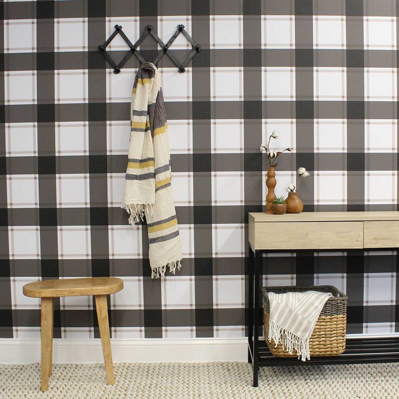 Tempaper Plaid Self-Adhesive Removable Wallpaper Black/Ivory