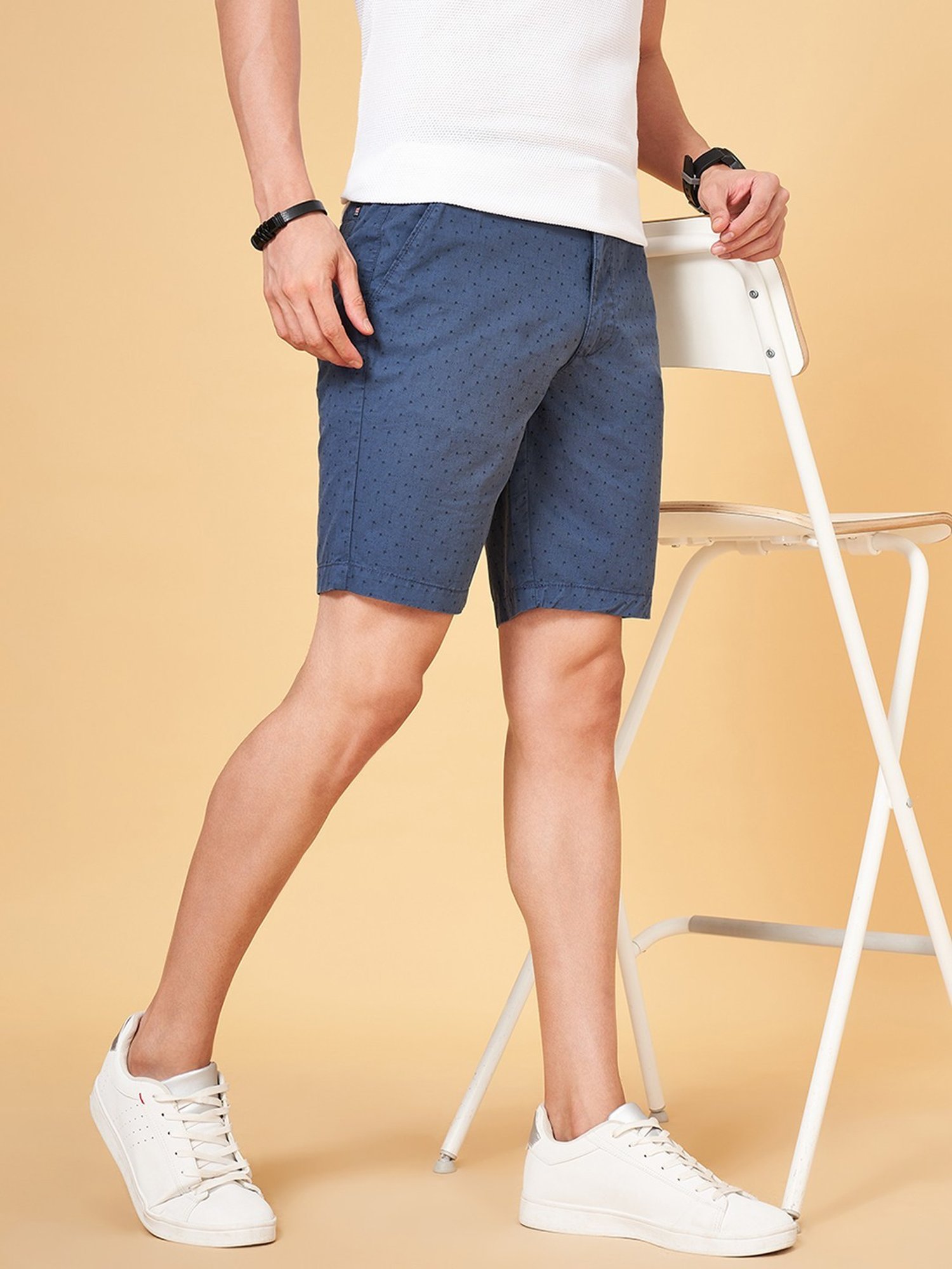 Byford By Pantaloons Blue Depths Slim Fit Printed Shorts