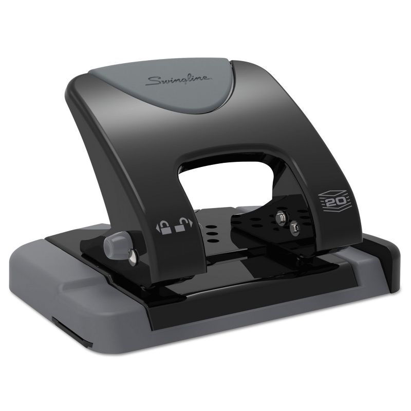 Swingline 20-Sheet SmartTouch Two-Hole Punch 9/32" Holes Black/Gray 74135