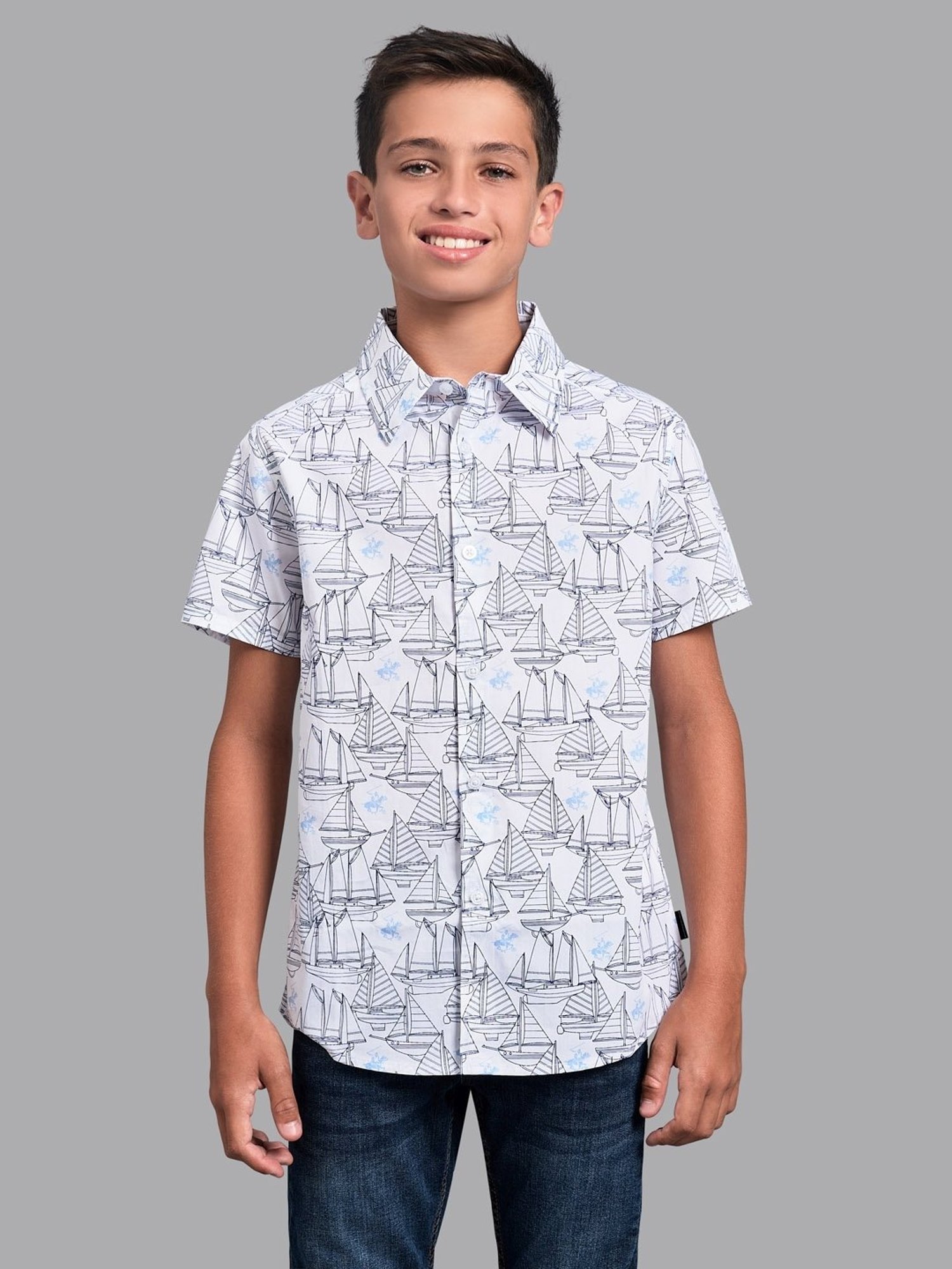 Beverly Hills Polo Club Kids White Cotton Printed Shirt