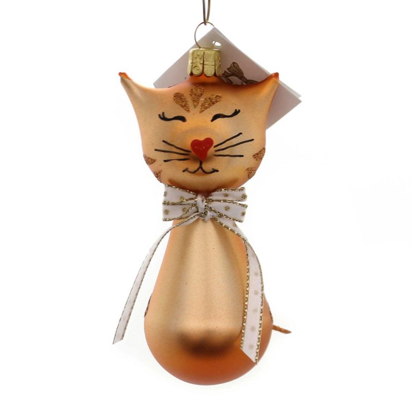 Golden Bell Collection 4.5" Brown Kitty W/Bow Tie Christmas Ornament Cat  -  Tree Ornaments