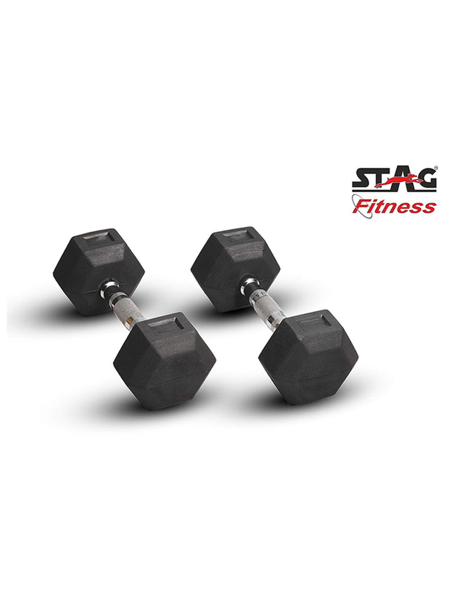 Stag Global Set of 2 Hexagonal Fixed Dumbbells (Black) Size - 10X30