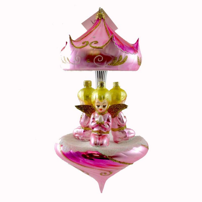 Laved Italian Ornaments Angel Carousel Pink Christmas Religious  -  Tree Ornaments