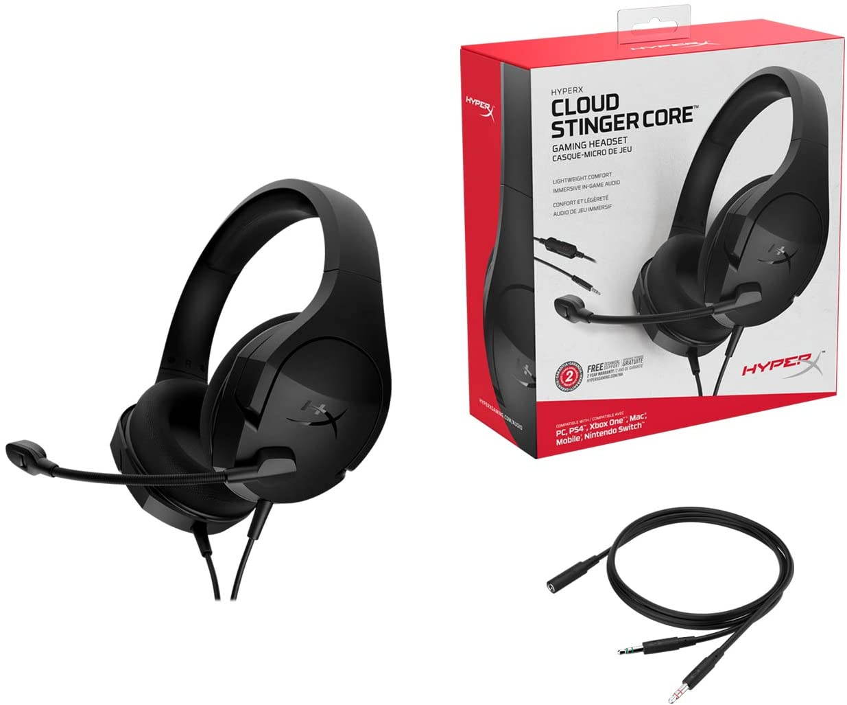 HyperX Cloud Stinger Core - Gaming Headset, for PC, Xbox One, PlayStation 4, Nintendo Switch, Lightweight, Over-Ear Wired Headset with Mic