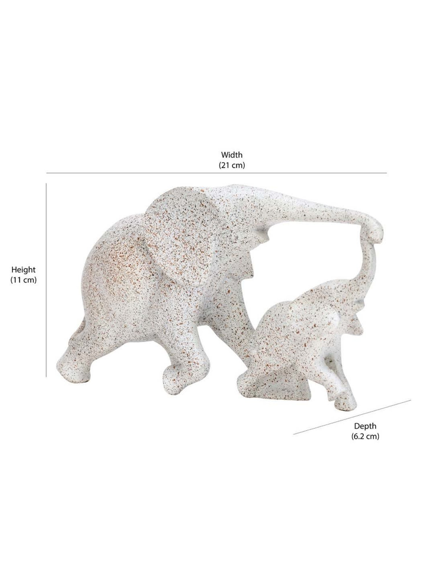 @home White Resin Mom And Baby Elephant Showpiece