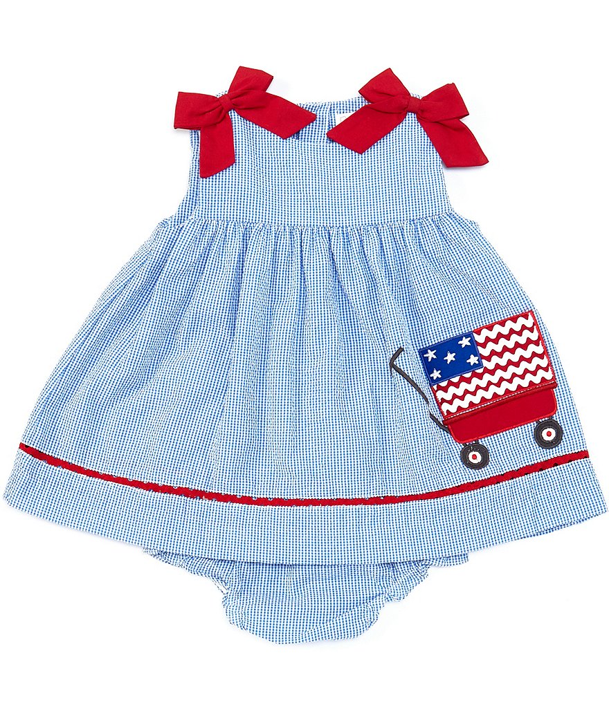 Petit Ami Baby Girls 3-24 Months Americana Flag Wagon Checked Seersucker Fit-And-Flare Dress