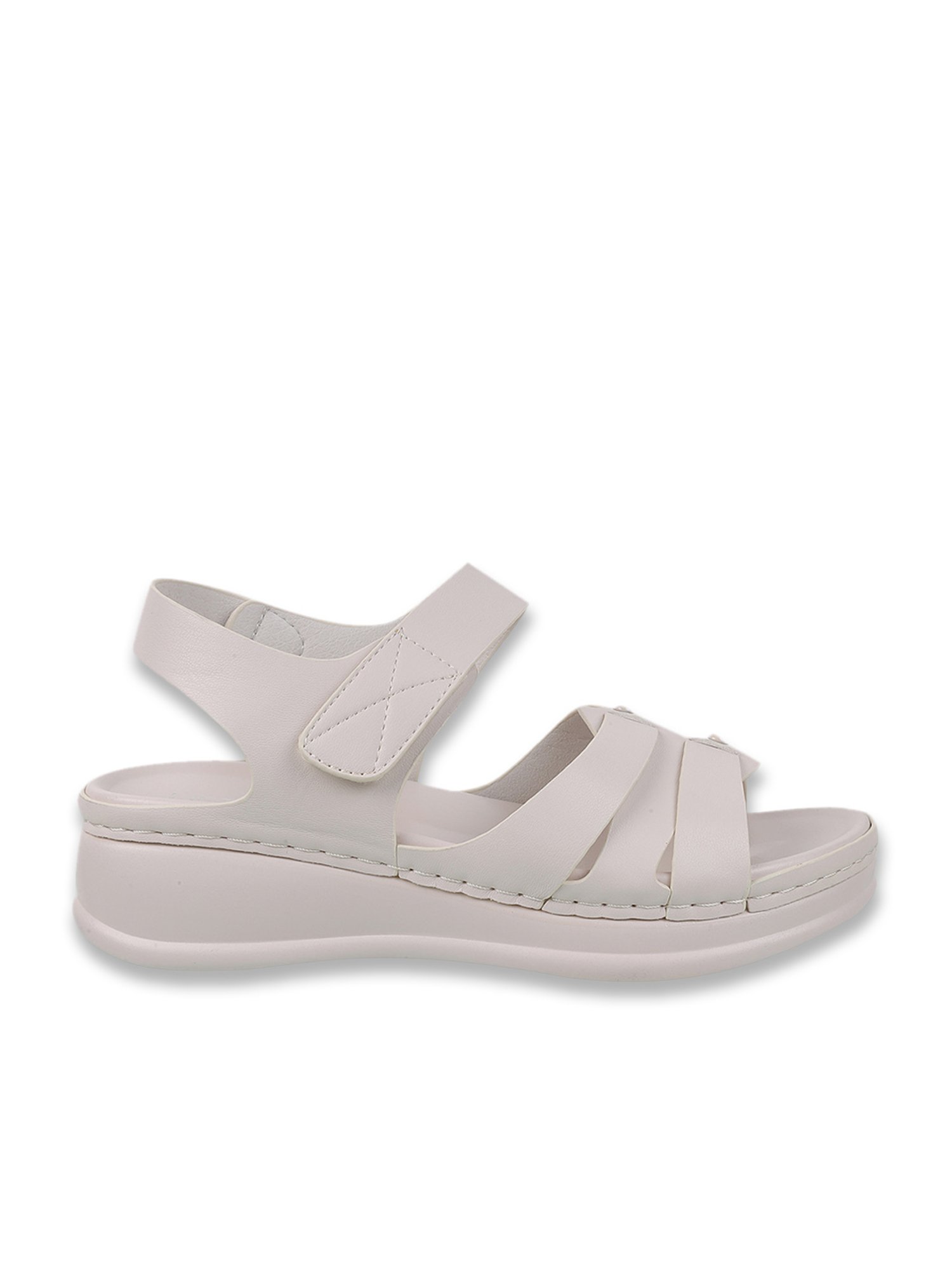 Metro Women's Beige Ankle Strap Wedges