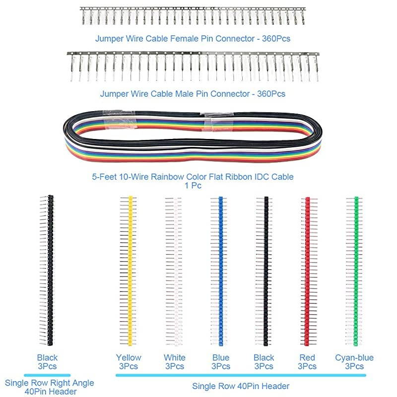 1191Pcs 254mm Pitch 1 2 3 4 5 6 7 8 9 10 Pin Housing Connector and Male Female Crimp Pins with Pin Header and 10 Wire Rainbow Color Flat Ribbon IDC Cable Compatible with Dupont Connector Kit