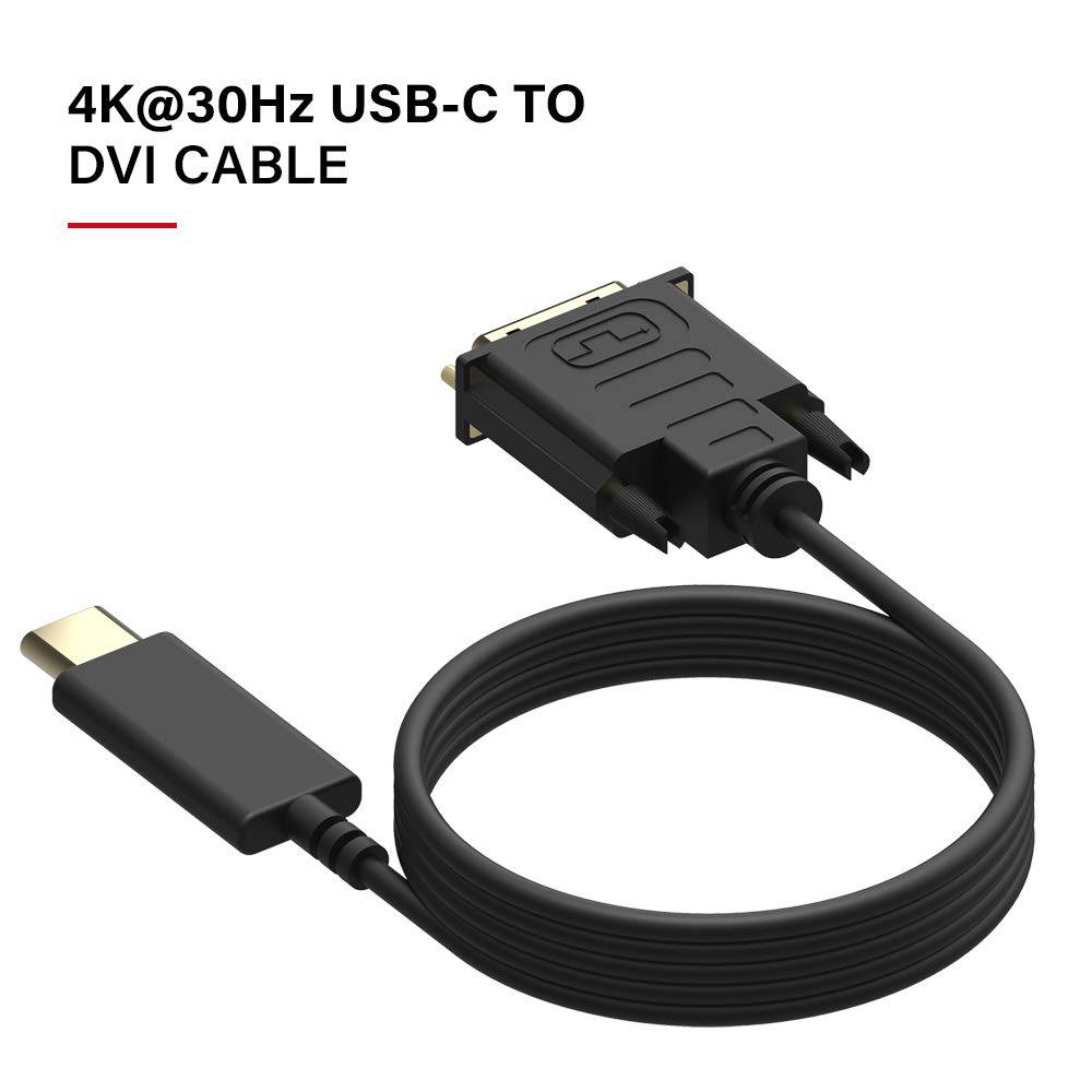USB C to DVI Cable 4K 30Hz Thunderbolt to DVI Cable 6FT/ 1.8M USB Type-C to DVI Female Support 2017-2020 MacBook Pro,Surface Book 2, Dell XPS 13, Galaxy S10